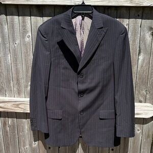 Earvin Magic Johnson 40R black with burgundy wool blazer.